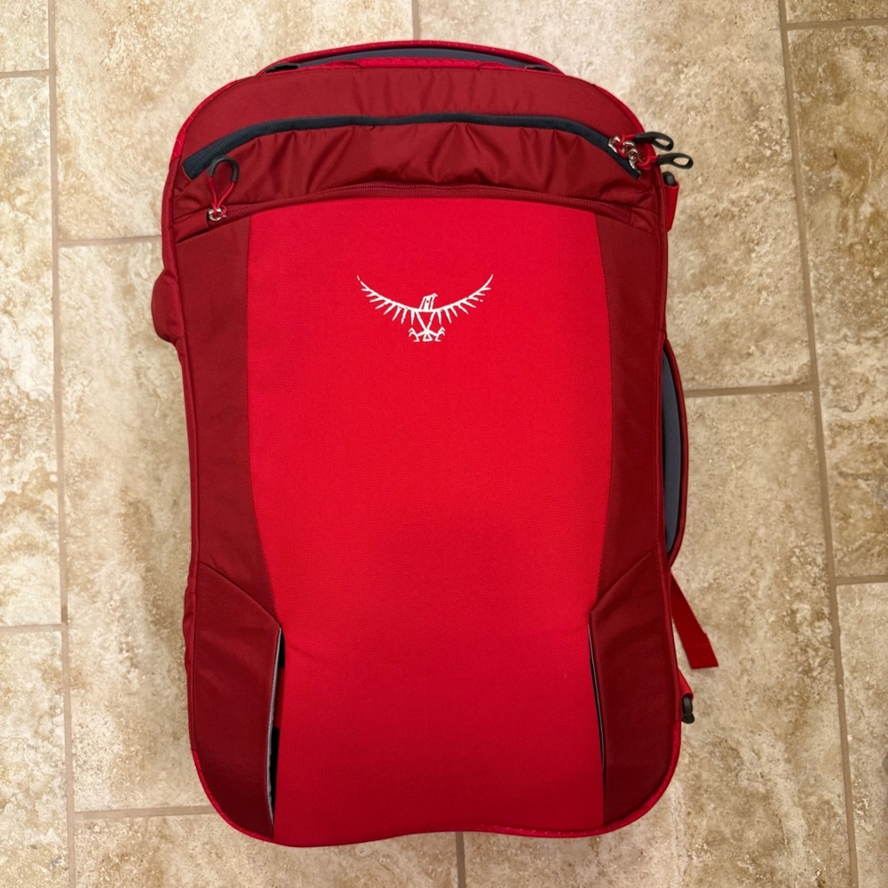 Set of OSPREY Porter 46 Travel Backpack (Diablo Red) & Bago 60L Foldable Duffle - Picture 4 of 15